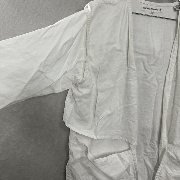 White Linen Top Boxy Lagenlook Artsy Artist Quiet Luxury Women’s 12 Vintage - Picture 2 of 15